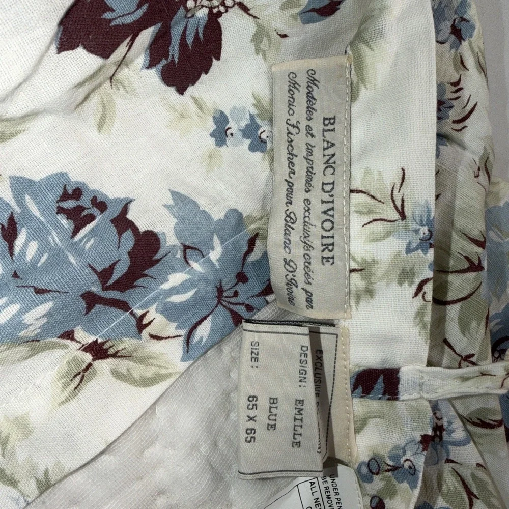 NEW 2 Vintage Blanc D'IVoire Emille Blue Floral Quilted Pillow Shams‎ 65